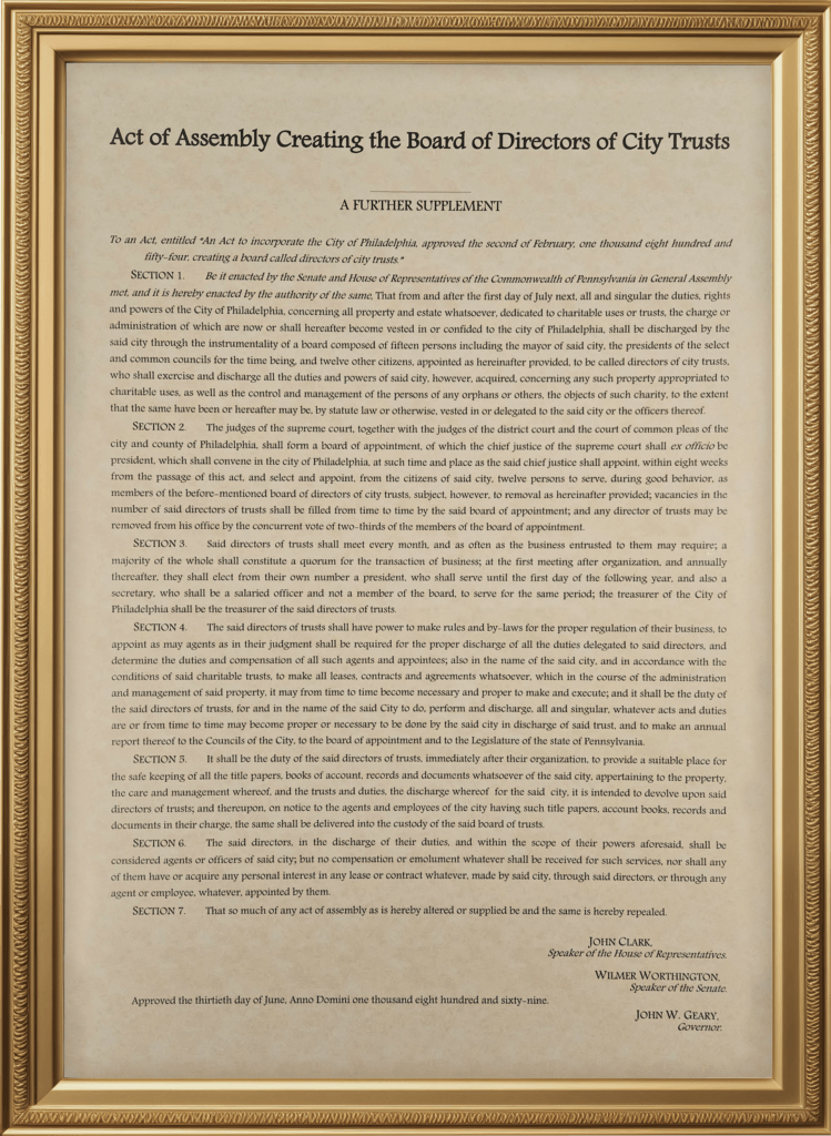 Board of Directors of City Trusts Document